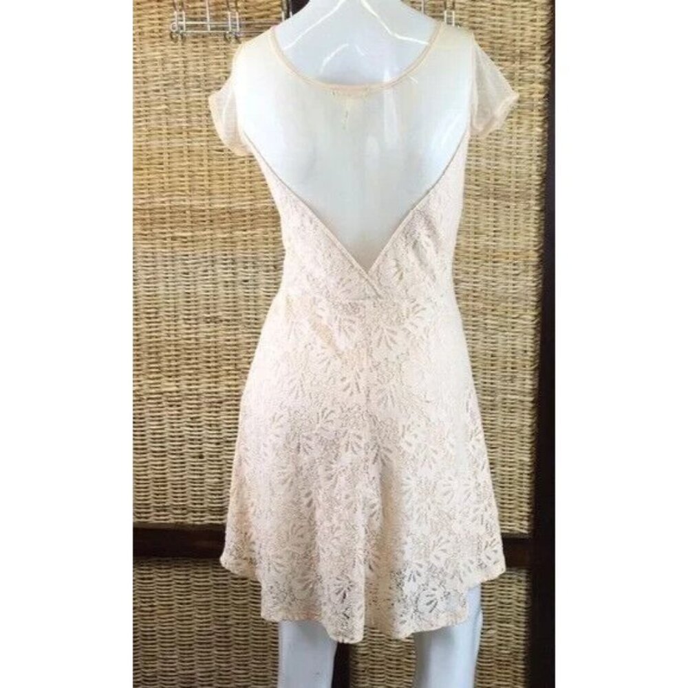 Kirra Dress Peach Lace & Mesh Short Party Dress Low Back XS - Picture 2 of 6